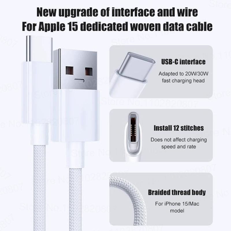 35W USB Cable Connect CarPlay Exclusive For Apple iPhone 16 15 Pro Max Plus USB To Type-C Fast Charging Cables Type-C Data Line