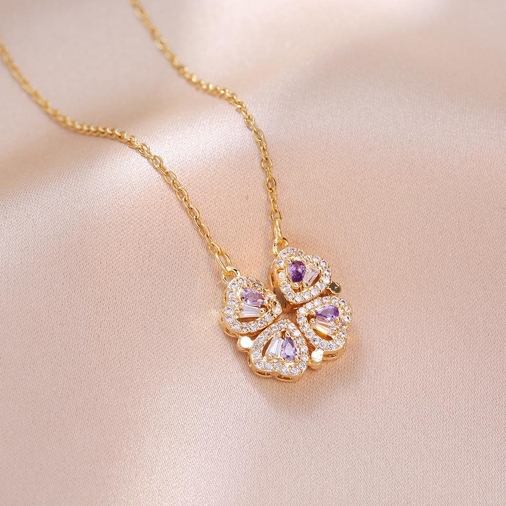 Heart-to-Heart Openable Four-Leaf Clover Necklace - High-End Light Luxury Clavicle Chain