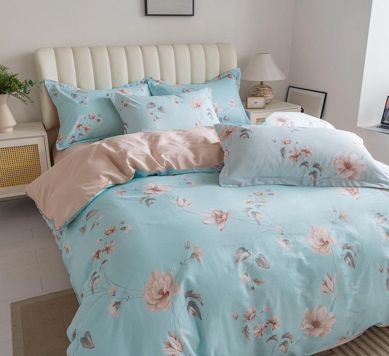 Vierteiliges Set aus Bettwäsche aus reiner Baumwolle, Bettbezug, Bettwäsche, dreiteiliges Bettlaken-Set für den Schlafsaal