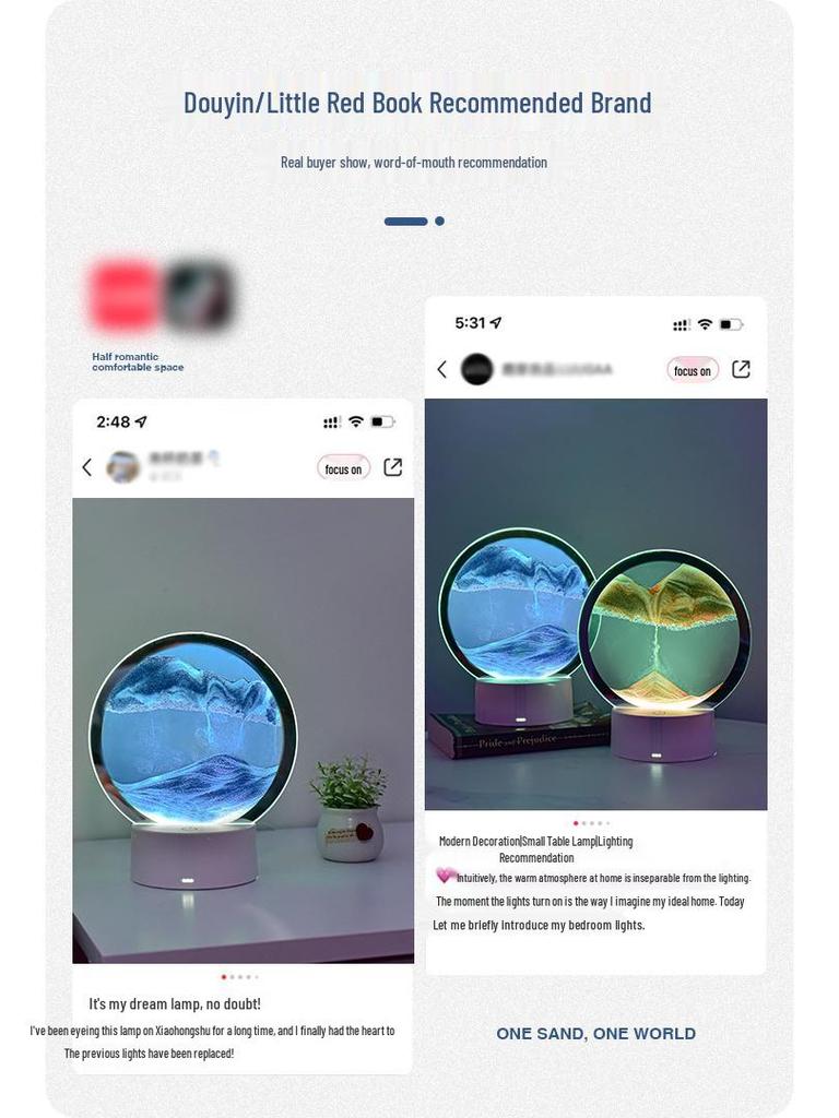 Creative Quicksand Hourglass 3D Night Light: Decompression Bedside Lamp for a Relaxing Atmosphere