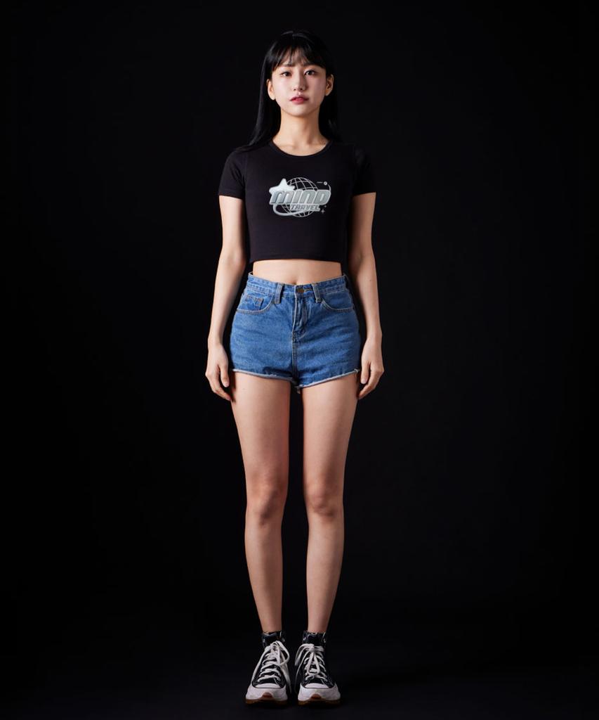 ASTRAL PROJECTION Mind Travel Supima Spandex Crop Top_Black