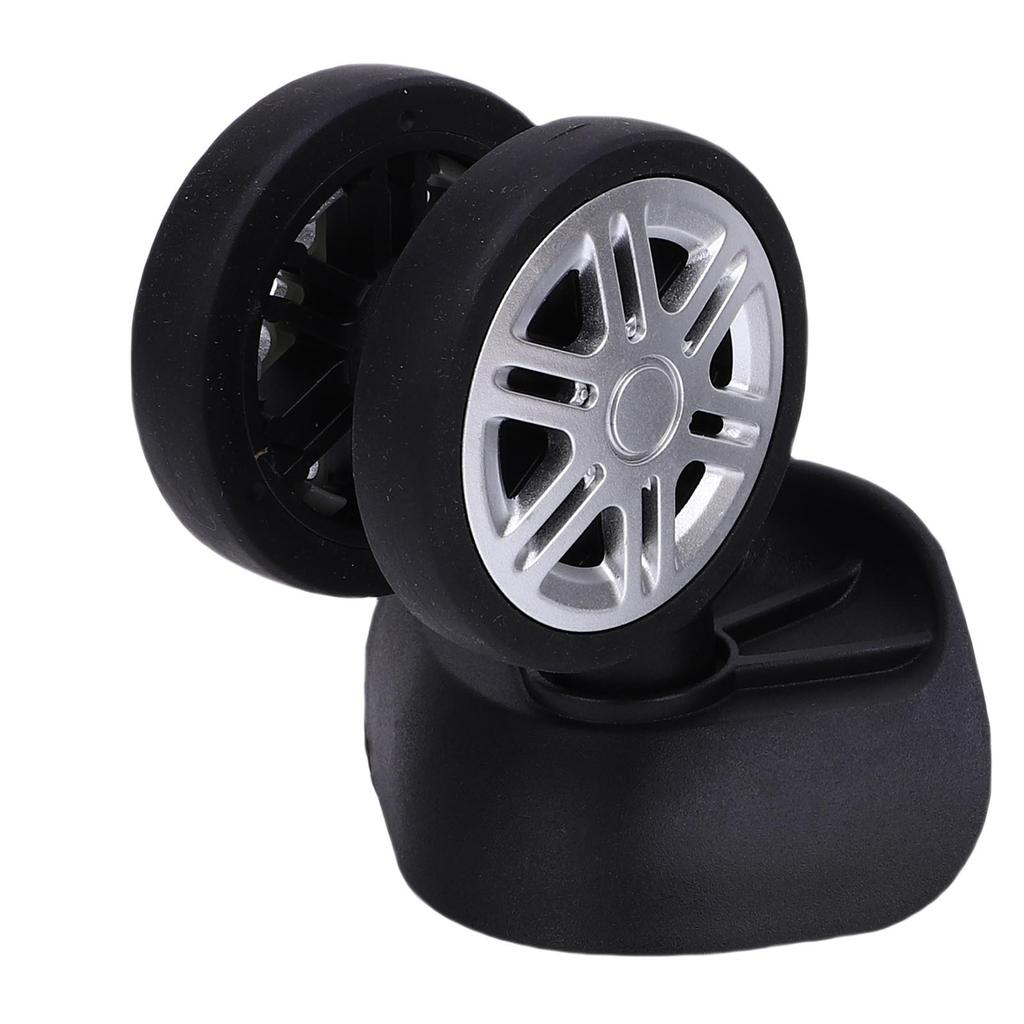 2pcs Luggage Suitcase Wheels Black Universal Rotation Quiet Double Row Casters for Spare Parts