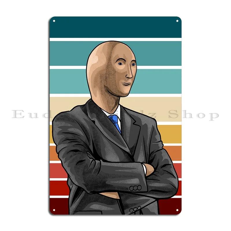 Stonks Man Meme Metal Sign Poster Printing Wall Mural Wall Decor Wall Mural Tin Sign Poster 20X30CM