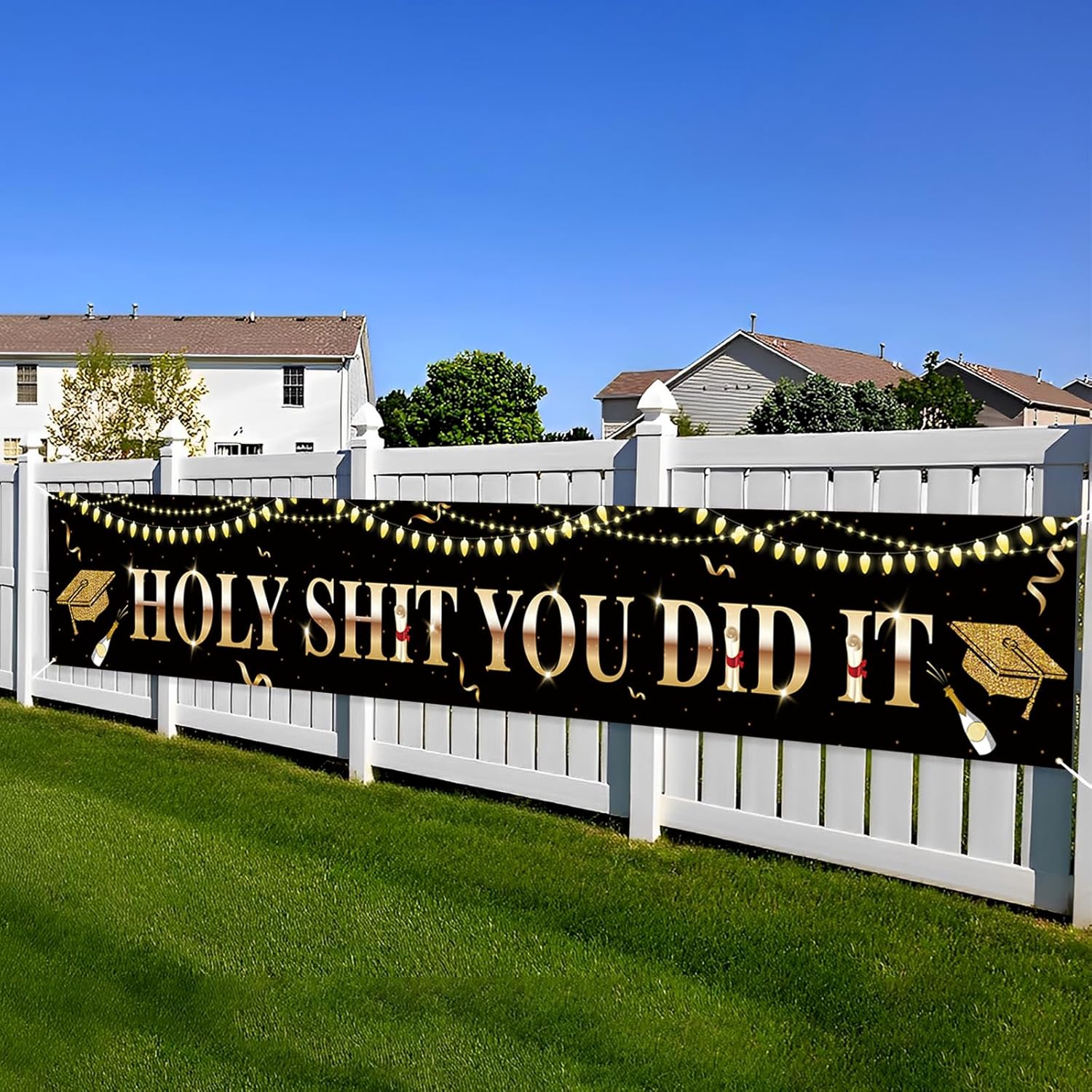 Labakita Large Holy You Did It Banner, Funny Graduation Yard Banner, High School College Graduation Party Decorations, Grad Party Indoor Outdoor Sign