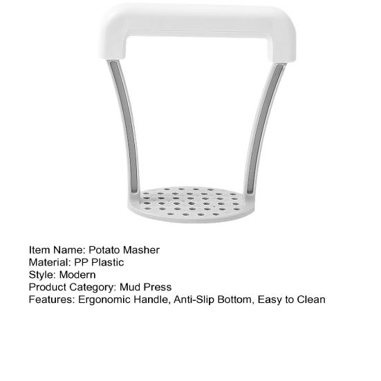 Potato Masher with Anti-Slip Bottom Ergonomic Handle Potatoes Garlic Vegetables Dishwasher Safe Food Masher Kitchen Tool