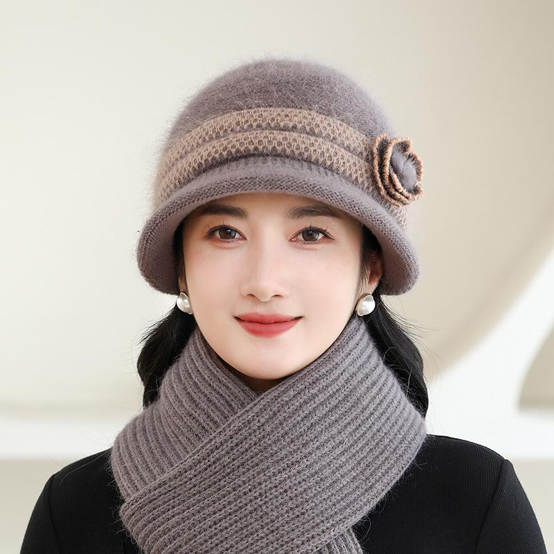 

Зимняя теплая женская вязаная шапка-бини, стильный дизайн из меха кролика для защиты от холодной погоды single hat