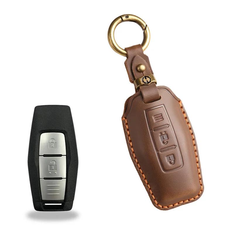 

Styling Mouldings Leather key cover case shell for Mitsubishi Outlander 2022 2023 2/3 Bottons remote smart key holder car keycha