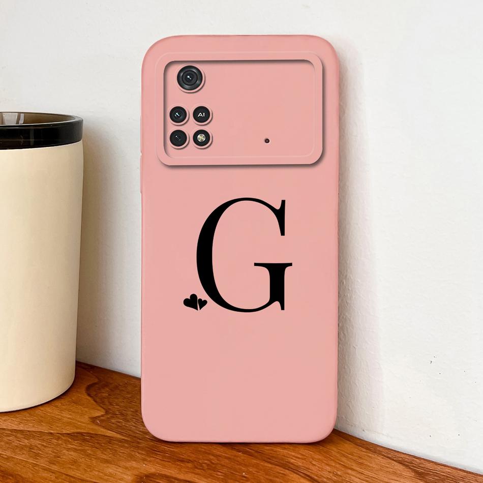 Hülle Für Poco M4 Pro 4G 5G Mode Buchstaben Rückseite Für Poco M 4 Vollschutz Weiches Flüssigsilikon Einfacher Handy-Schutz