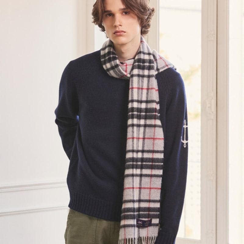 ABRAHAM MOON Merino Wool Muffler 25cm - Gray Thompson