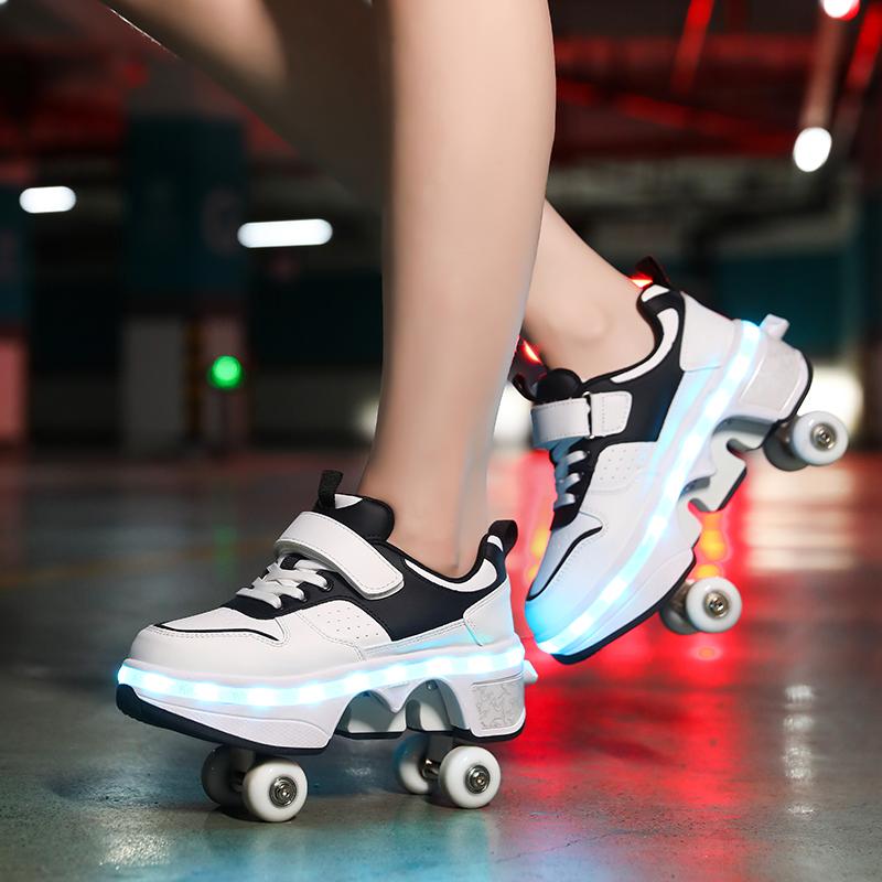 Men's/Women's /Kids Roller Roller Shoes 4-wheel Deformation Shoes Roller Skates Adult Rechargeable LuminousSkating Shoes