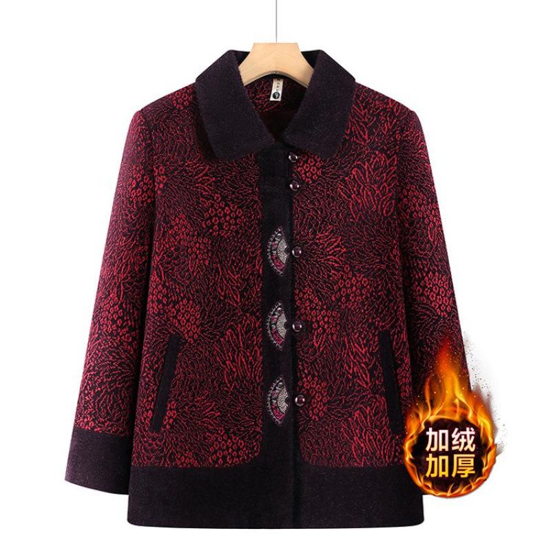 

Winter coat women s embroidery thickened 0-year-old clothes velvet warm outer wear 5XL [recommended 150-80kg] темно-фиолетового