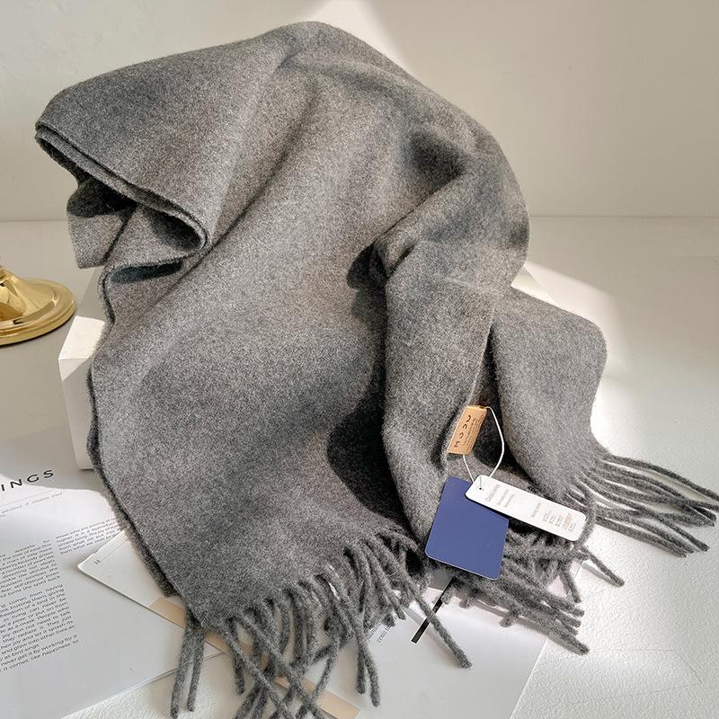 Solid  Wool Scarf Women Winter Warm Scarves Soft Big Size Thick Shawl Brown Cashmere Pashmina Neckerchief Christmas Gift