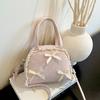 Handtasche mit oberem Griff, Pünktchen, Rüschen-Umhängetasche, Süße Leder-Umhängetasche, Einkaufen