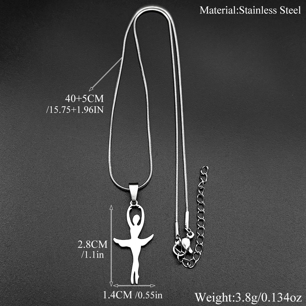 Ballet Ballerina Girls Chain For Women Men Stainless Steel Gold Color Gymnast Sporter Charms Gymnastics Dancer Necklace Jewelry