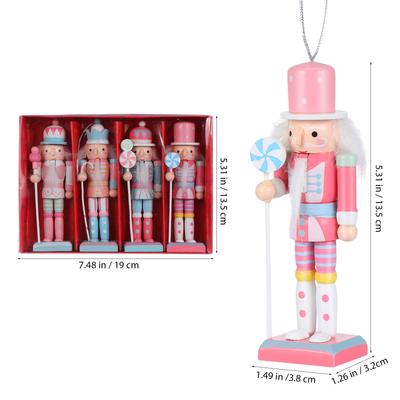 4pcs Wooden Nutcracker Figure Nutcracker Ornaments Xmas Soldier Tabletop Centerpieces Festival Shelves Christmas Decorations