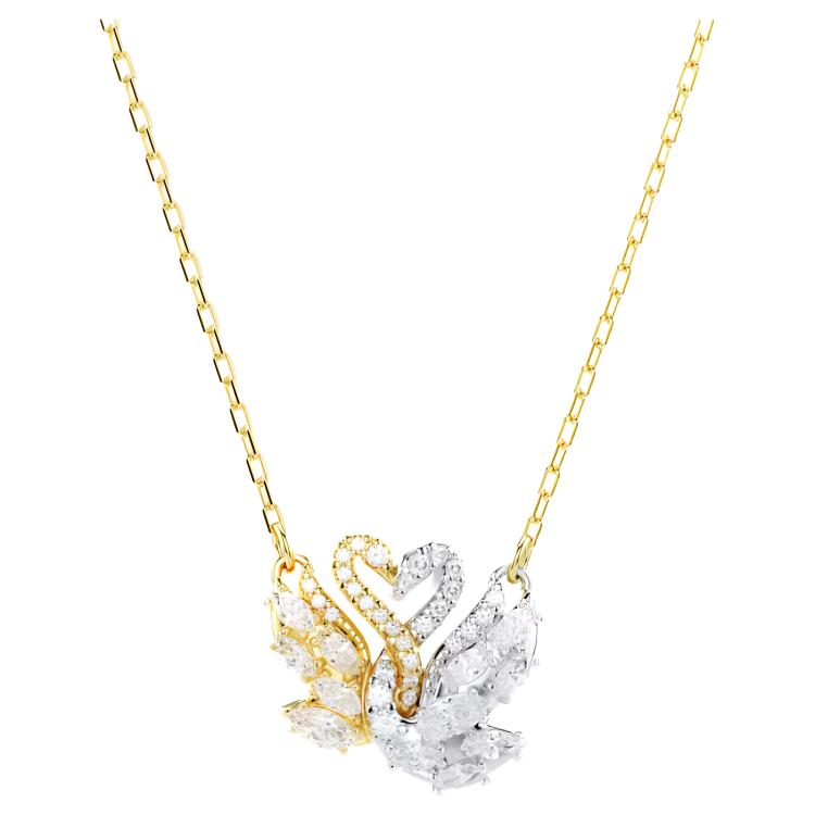 Кулон-ожерелье Swarovski Лебедь двухцветное Женское ожерелье Золото Серебро 5714934 Box (Random Color)