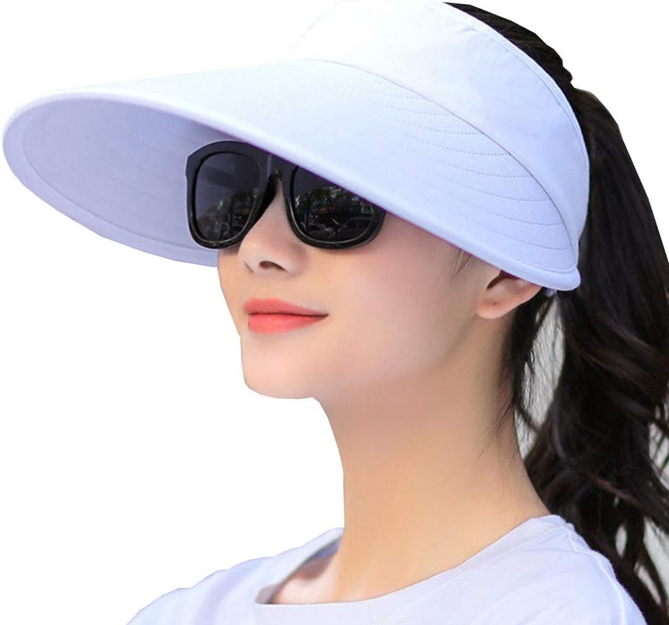 

2025 Sun Visor Hats Women Large Brim Summer UV Protection Beach Cap белый