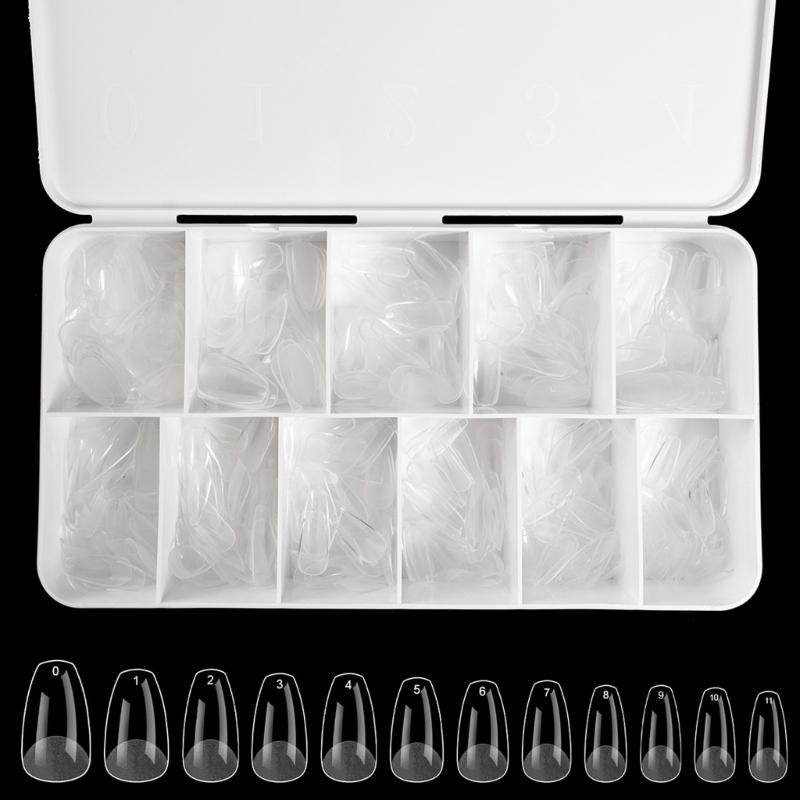 Średnie Kształt Migdała Końcówki Żelowe do Paznokci 550 SZT Wstępnie Wytrawione Przezroczyste Sztuczne Paznokcie Manicure dla Profesjonalistów i Początkujących
