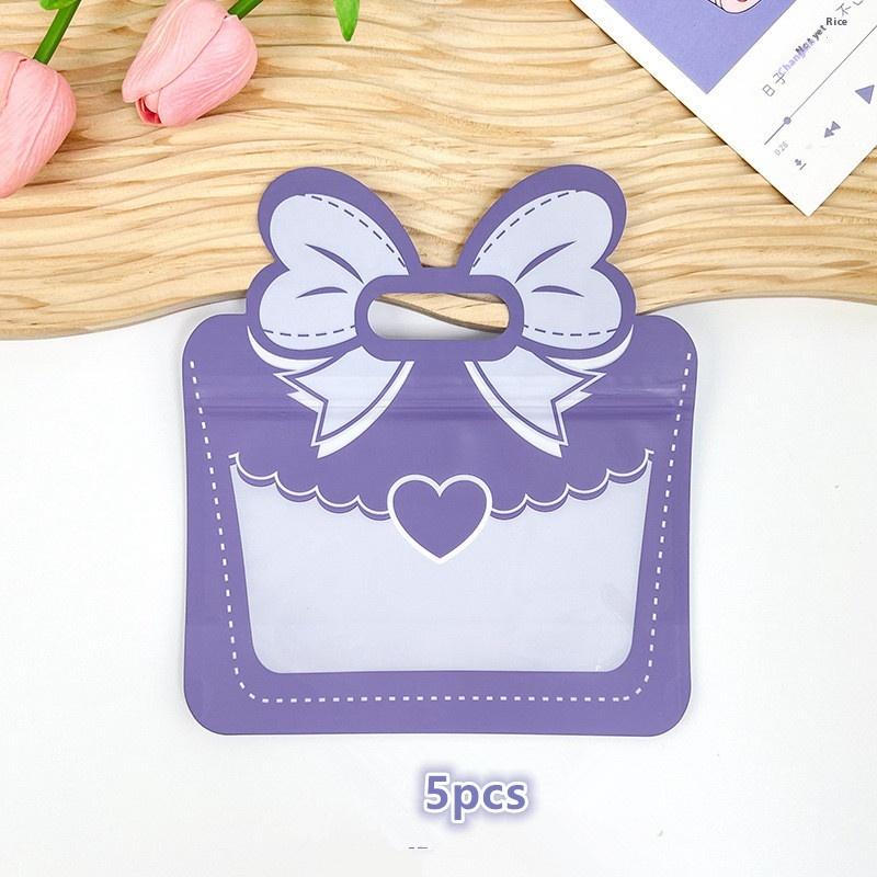 

5 шт. Пакет для упаковки конфет и закусок Милый бантик Креативные подарочные пакеты для вечеринок Пищевой самозакрывающийся пакет на молнии Подарок на день рождения ребенку фиолетовый