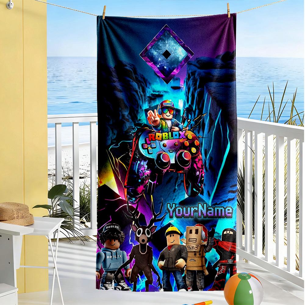 Roblox Customized Name Beach Towel Super Soft & Absorbent Suitable for Swimming Gym Camping Yoga Vacation