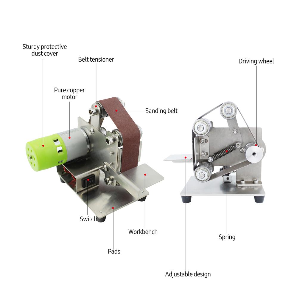 Belt Sander Electric Sanding Polishing Grinding Machine 7 Speed with 10 Sanding Belts for Polishing Wood Acrylic Metal (Belt Size: 30*33