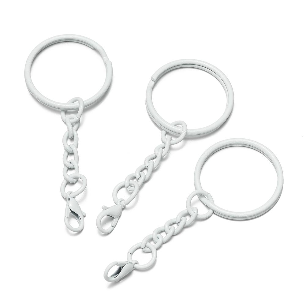 10pcs 25mm Colored Keyrings With Chains Lobster Clasps For DIY Jewelry Making Key Ring Connector Hooks Bags Buckle Accessories