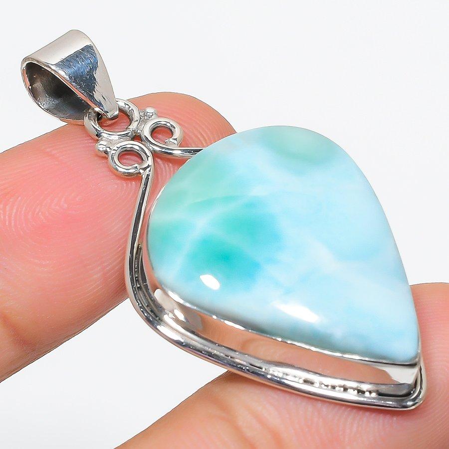 

Natural Republic Larimar Gemstone 925 Solid Sterling Silver Gift Pendant 2 D4S97