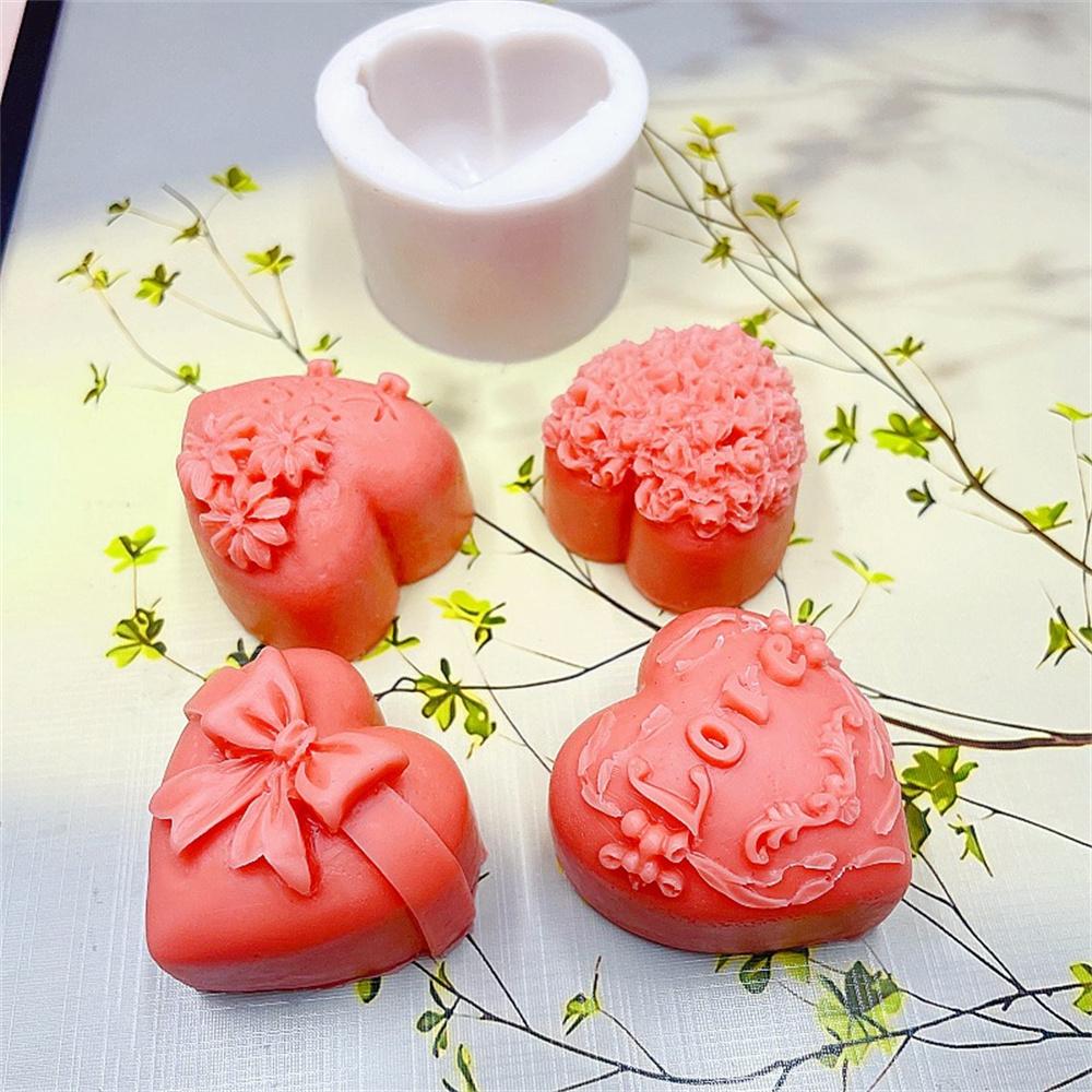 Rose Cake Silicone Mold Pastry Soap Aromatherapy Mold DIY Bow Love Handmade Soap Mold Heart Shaped Chocolate Fondant Tool