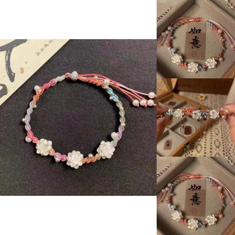 Luxury Summer 2024 Lotus Bracelet For Women Handmade Chinese Jewelry Chic