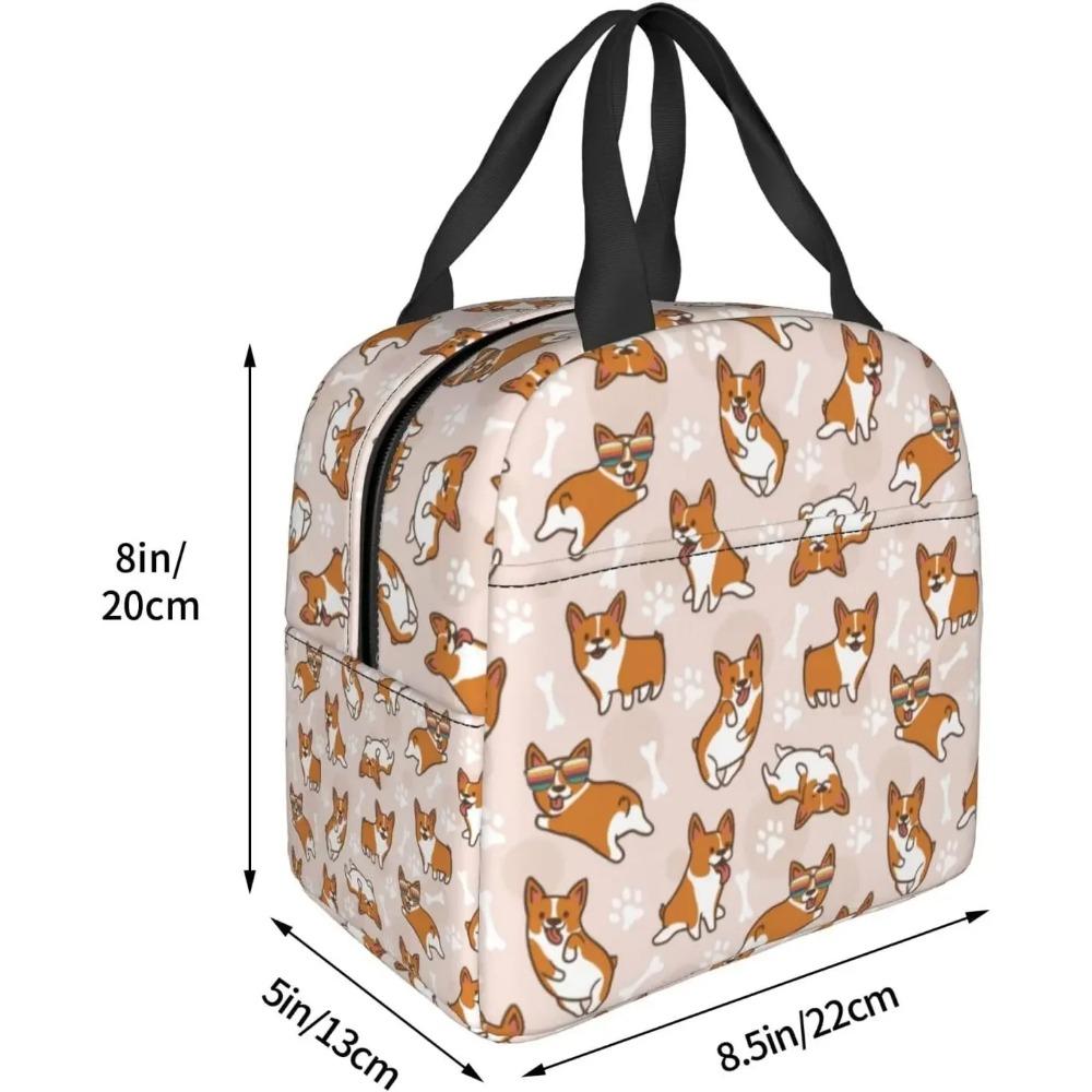 Corgi Isolierte Lunchtaschen mit Tasche für Jungen Mädchen Wiederverwendbare Kühltasche Hund Thermische Lunchbox für Schule Reise Picknick Strand