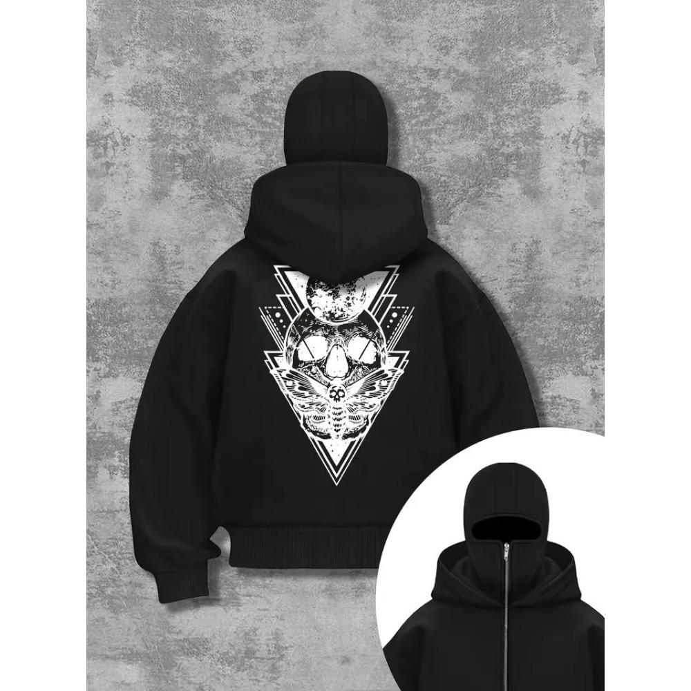 Shanglian Zippered Sweatshirt Hoodie Coat Unisex Spring Autumn Winter Fleece Double Hat Sweatshirt for Men