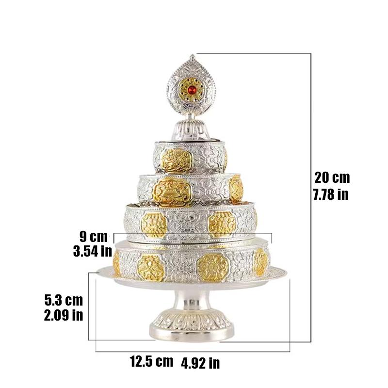 Buddhist Silver Manza Tantric Alloy Handicraft Auspicious Tibetan Buddhism Plate Home Gift Tribute Desktop Indoor Decorative