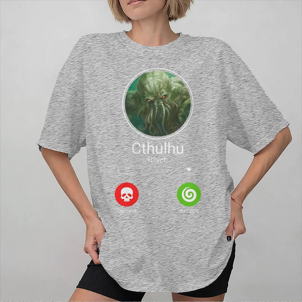 Unisex Women Graphic Printed Call Of Cthulhu Lovecraft T Shirt Tee Cotton Tshirts Clothing