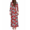 Rochie Maxi A-Line Casual de Plajă pentru Femei cu Mâneci 3/4, Decolteu în V și Imprimeu Floral