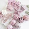 6pcs Pink Foam Balls Set 2024 Christmas Tree Ornaments Xmas Tree Hanging Pendants 2025 New Year DIY Home Decorations Ball