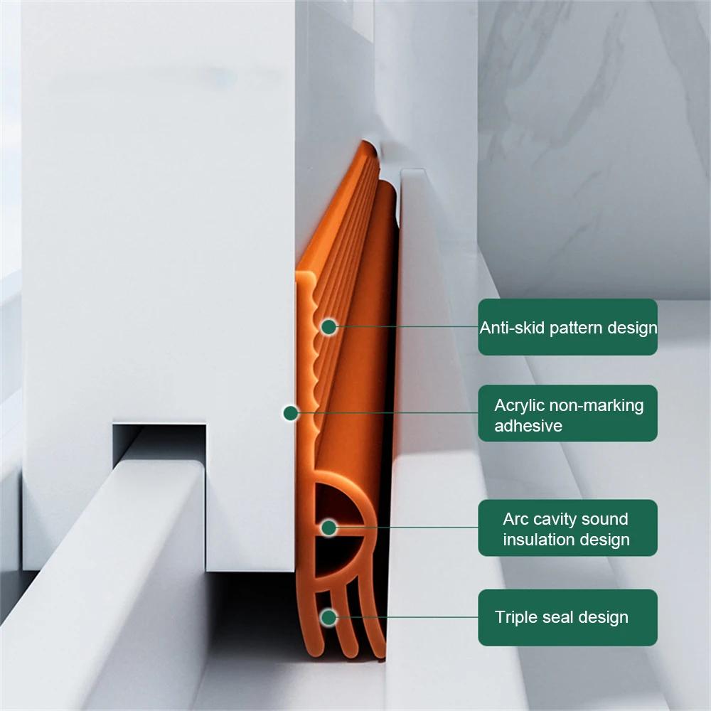 4/2m Sliding Window Seal Strip Self Adhesive Triple Sound Insulation Windproof Anti-Cold Door Under Flexible Weatherstrip Tape