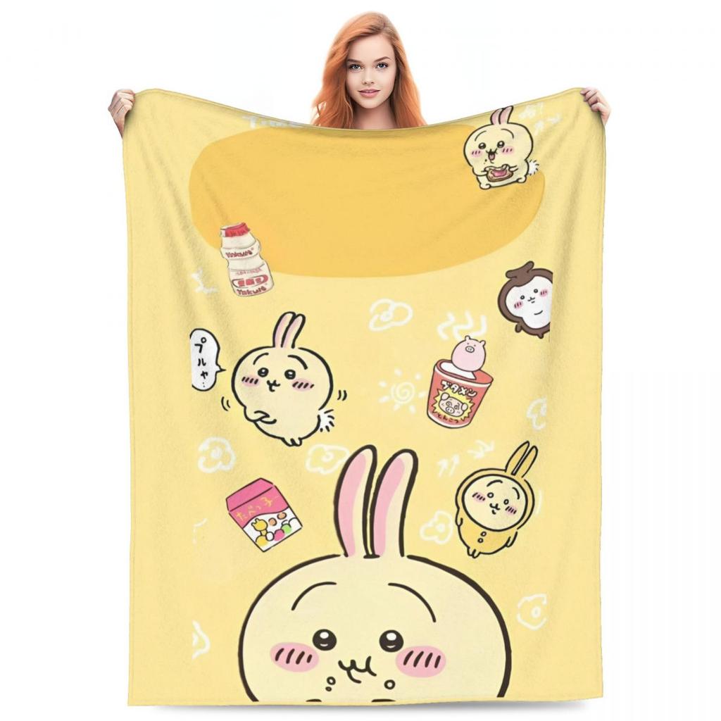 Cute Chiikawa Blanket Soft Warm Comfortable Plush Throw Blanket For Outdoor Picnic Flannel Bedspread Bed Cover