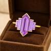 Hexagon Cut Amethyst Engagement Wedding Ring – Vintage Art Deco Purple Stone Ring, Anniversary Promise Gift for Women