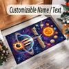 Cosmic Theme Crystal Velvet Floor Rug Personalized Custom Name Text Warm Carpet Home Decoration