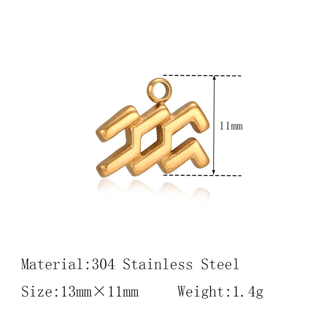 3Pcs Zodiac Charms 18K Gold-Plated Stainless Steel Twelve Constellation Pendants DIY Jewelry Making