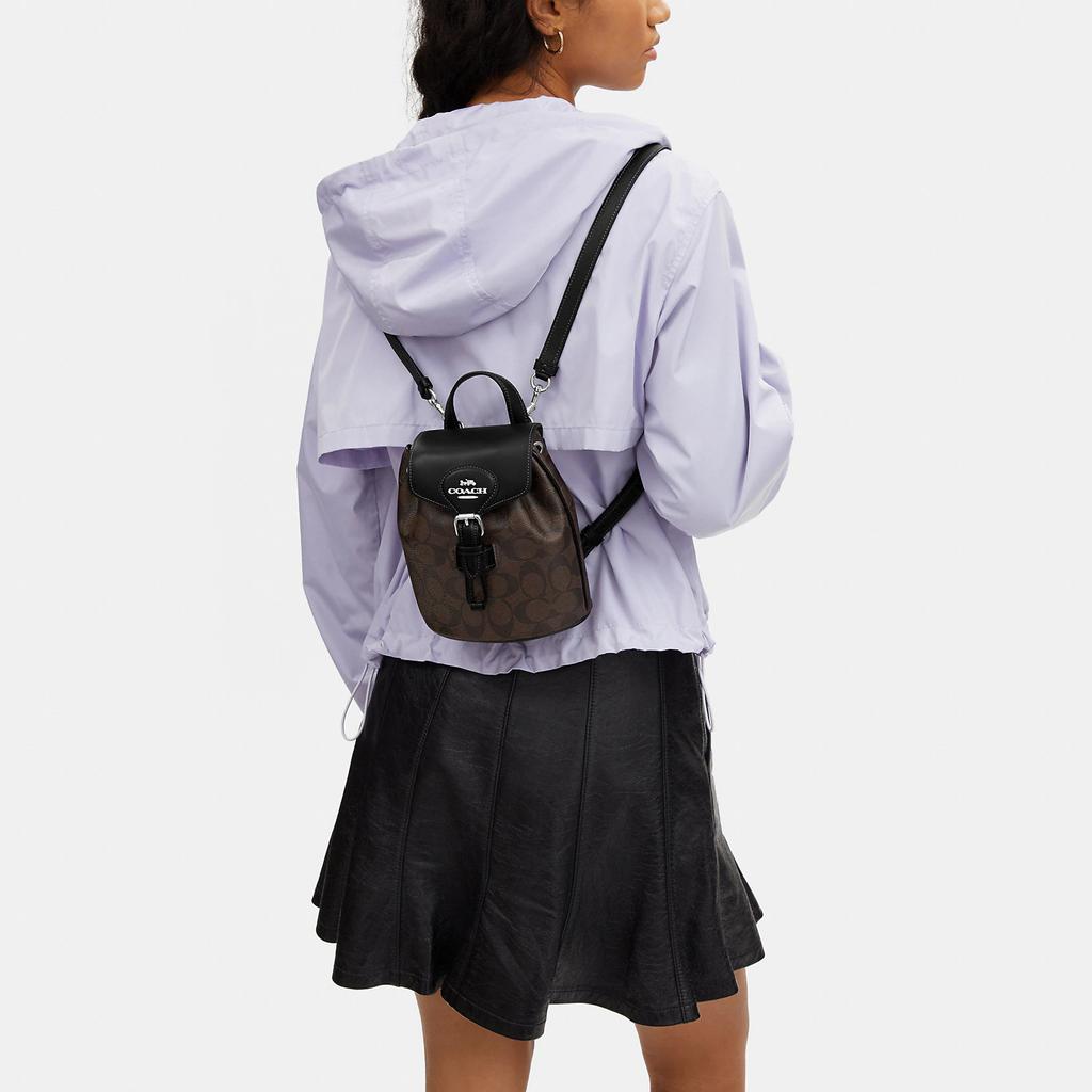 COACH Amelia Canvas With Smooth Leather Backpack Small Women's Black & Brown CL458-SVBRB