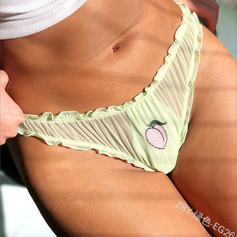 New sexy lace-trimmed panties seamless low-rise transparent mesh women's briefs