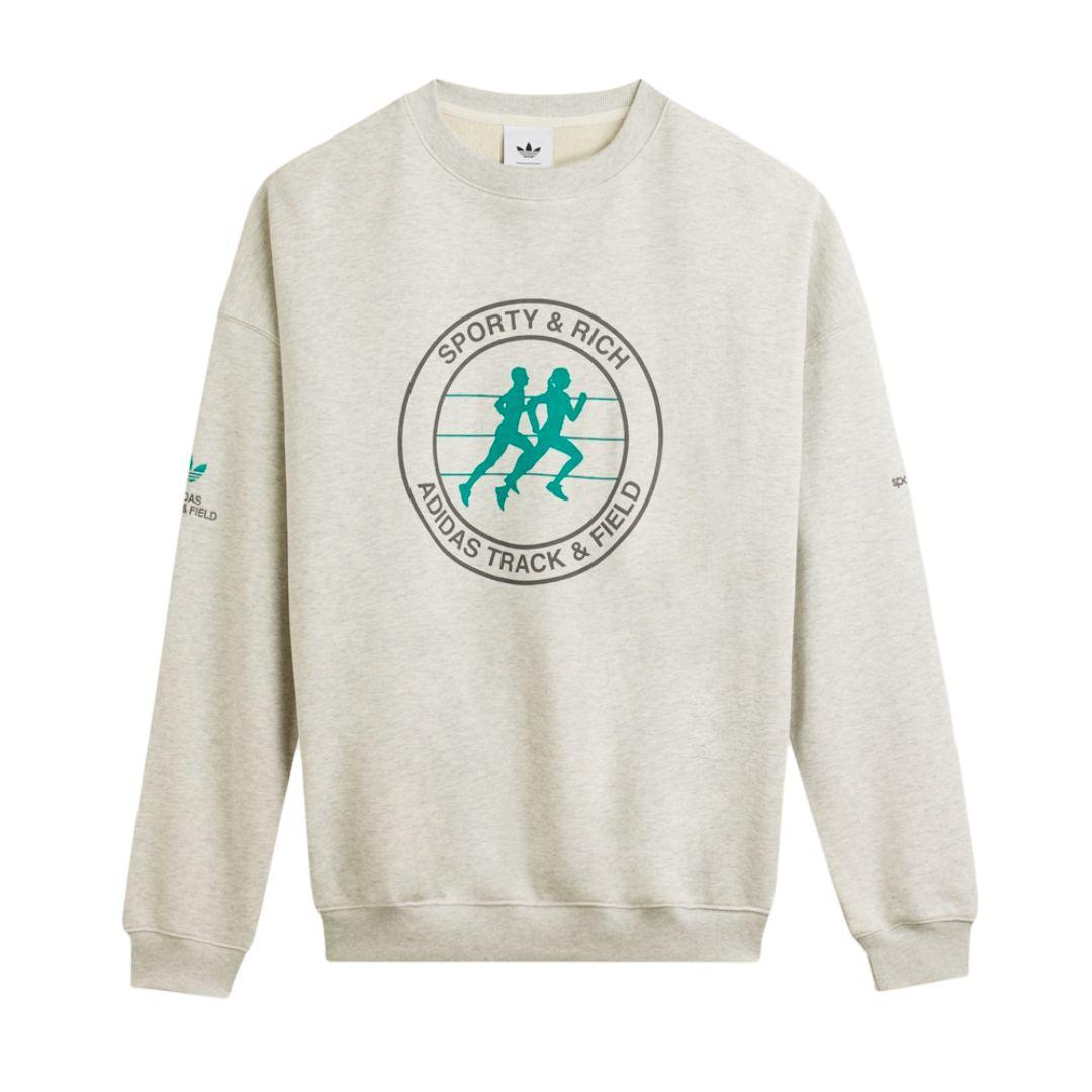 adidas Women s Originals x Sporty & Rich Crewneck Sweatshirt Light Grey Heather KA0719 S
