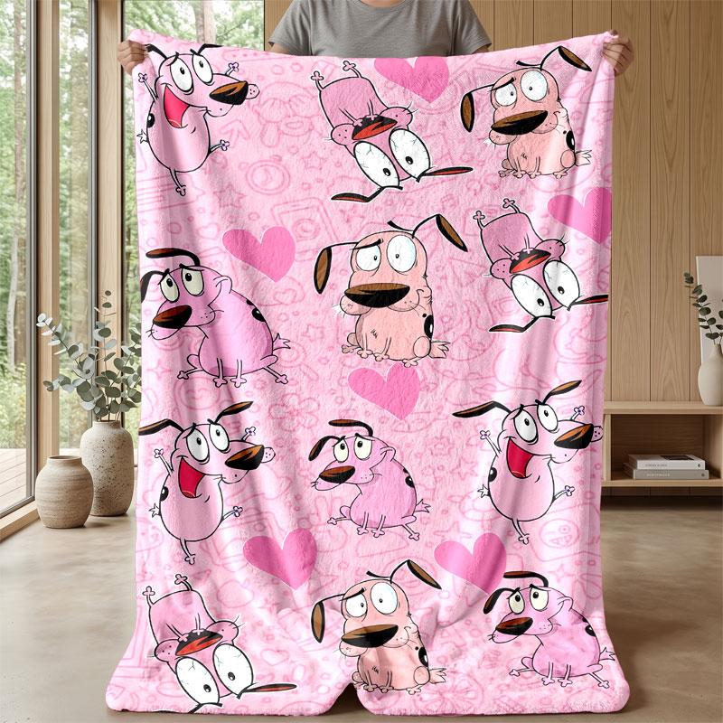Soft Flannel Blanket Lightweight Cozy Bedroom Living Room CoverCourage the Cowardly Dog