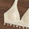 Women's Bikinis And Tankinis New Swimsuit Sexy Halter Neck Bikini Two Piece Set Solid Color Leace-up Backless Temperament Trendy