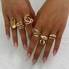 Design Sense Metal Cross-Pleated Ring Set, Hip Hop Water Drop Hug Glossy Ring Woman