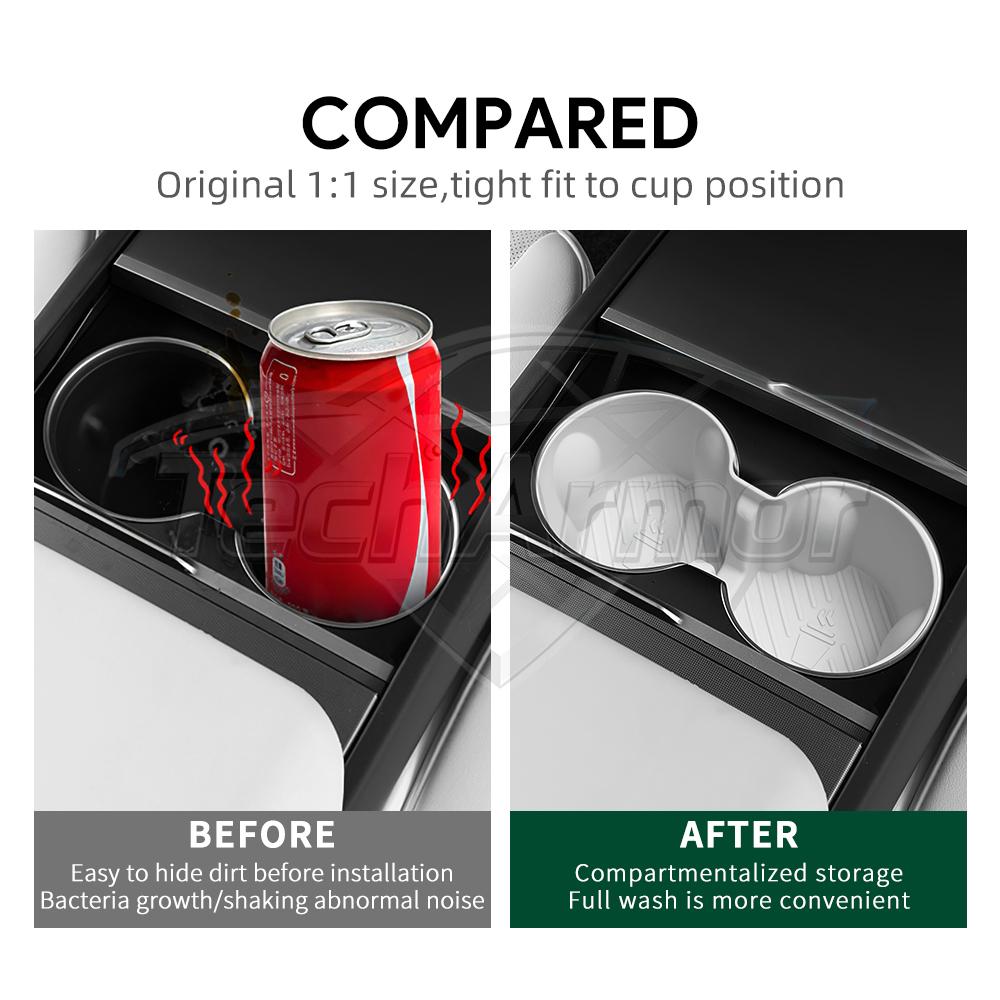 Silicone Car Cup Holder Mat Center Console Storage Organizer for Tesla Model 3 Y 2025