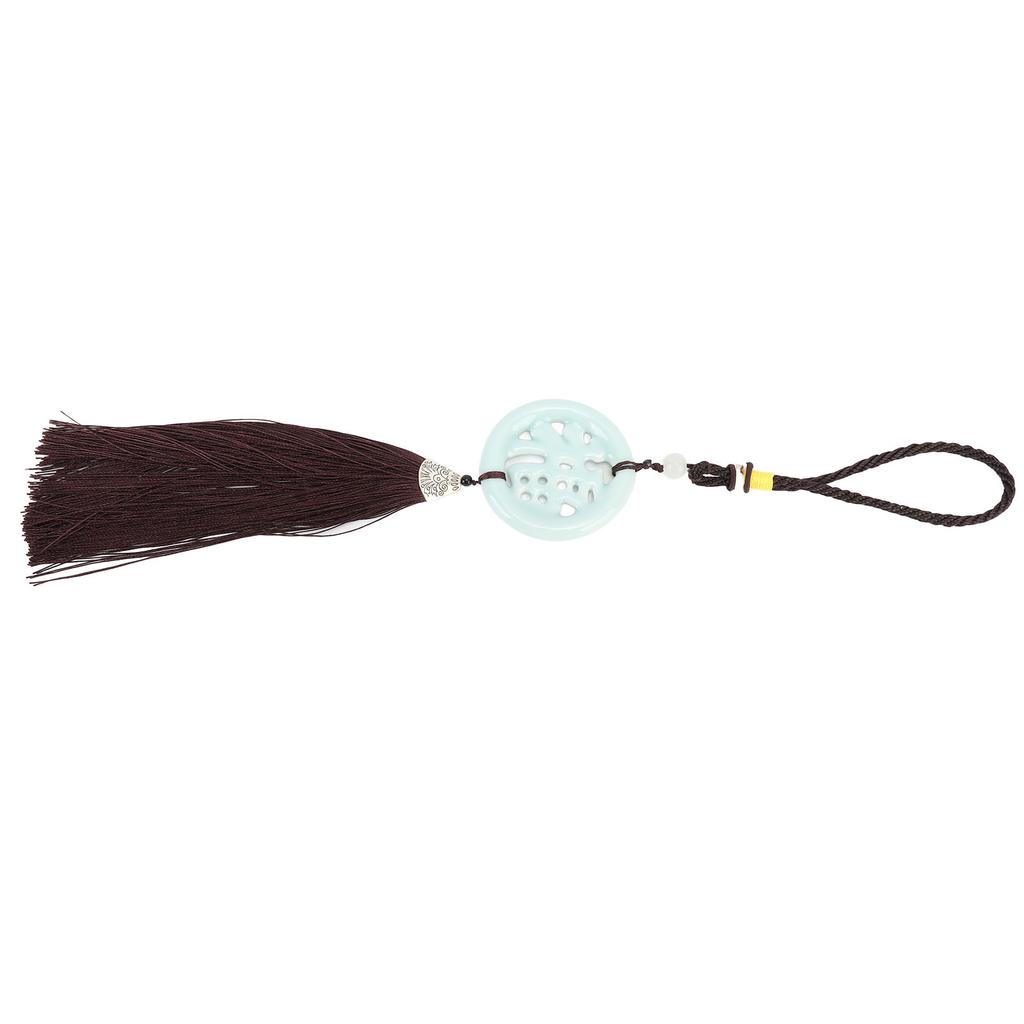 Round Keychain Porcelain Beads DIY Attractive Decorative Practical Cute Style Hanging Tassel