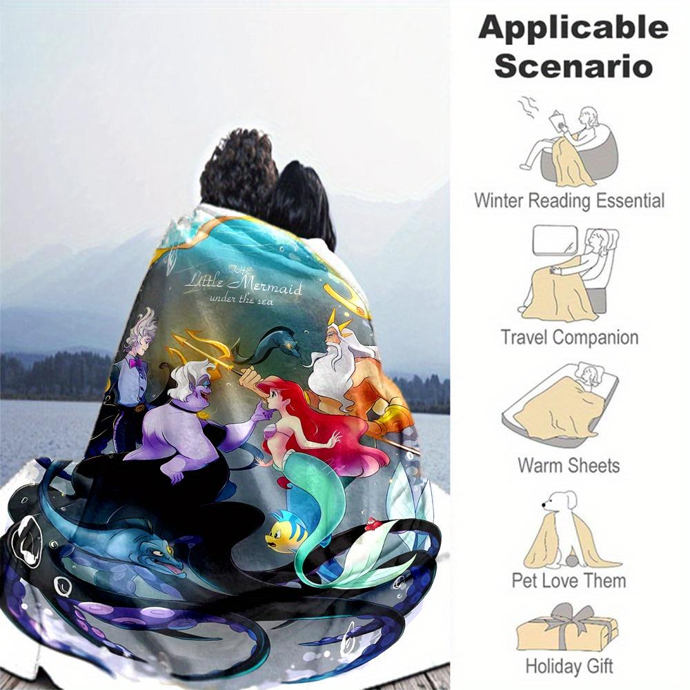 1pc, The Little Mermaid Home Decor Blanket, Living Room, Travel, Camping, Car Blankets, Beach, Office Naps, Gift Blanket Cartoon Throw, Unique Gift Id