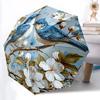 1pc Birds Blossoms Automatic Folding Umbrella, Sturdy And Durable Automatic Folding Umbrella with 8 Ribs, Convenient for Outdoor Use008